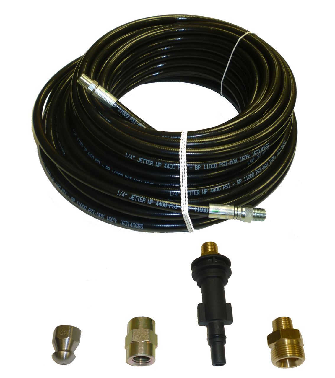 AR Blue Clean Sewer Jetter Kit - 100' x 1/4 Hose, and Nozzle, 2" to 4